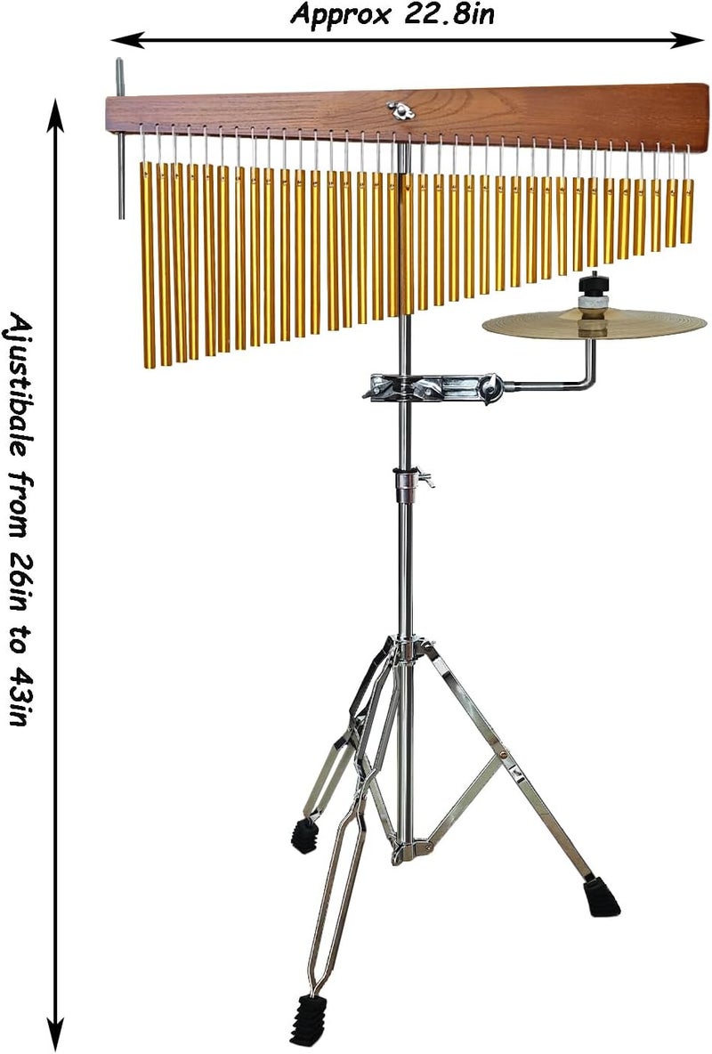ENNBOM Adjustable Height Wind Chime Single-row Percussion Chime wtih Collapsible Tripod Stand Bar Chime for Class Yoga (36 Note Chime with Cymbals) - Image 5